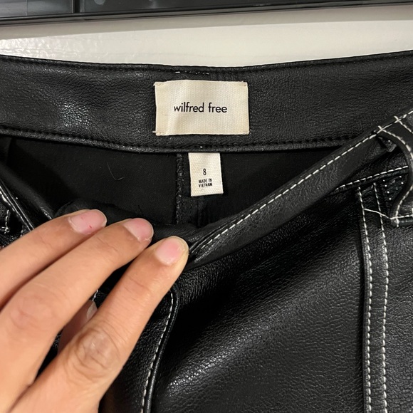 Wilfred Free Lucy Pants Contrast Stitch - Aritzia Vegan Leather Sz 8 - Picture 3 of 6